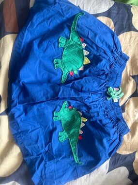 Mini Boden Blue Skirt with Green Dino Appliqués